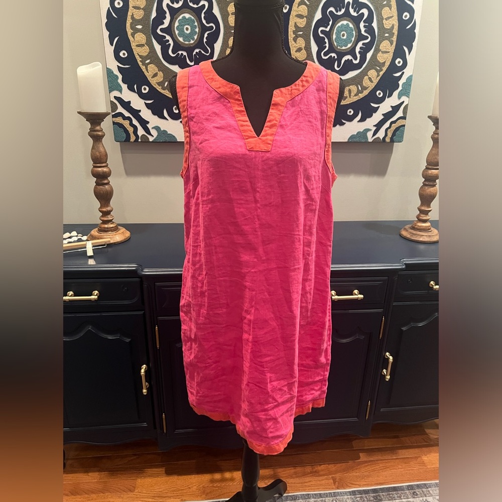 Sigrid Olsen 100% Linen Midi Sleeveless Dress Lik… - image 1